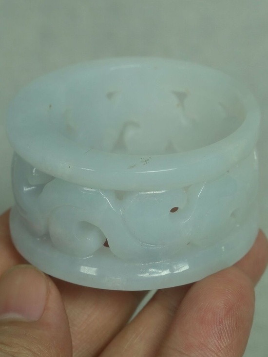 53 mm Certified Icy White 100% Natural A Jade jadeite Bangle Bracelet - Picture 6 of 9